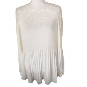 Adrianna Papell Ivory Lace Yoke Tie Back Blouse NWT